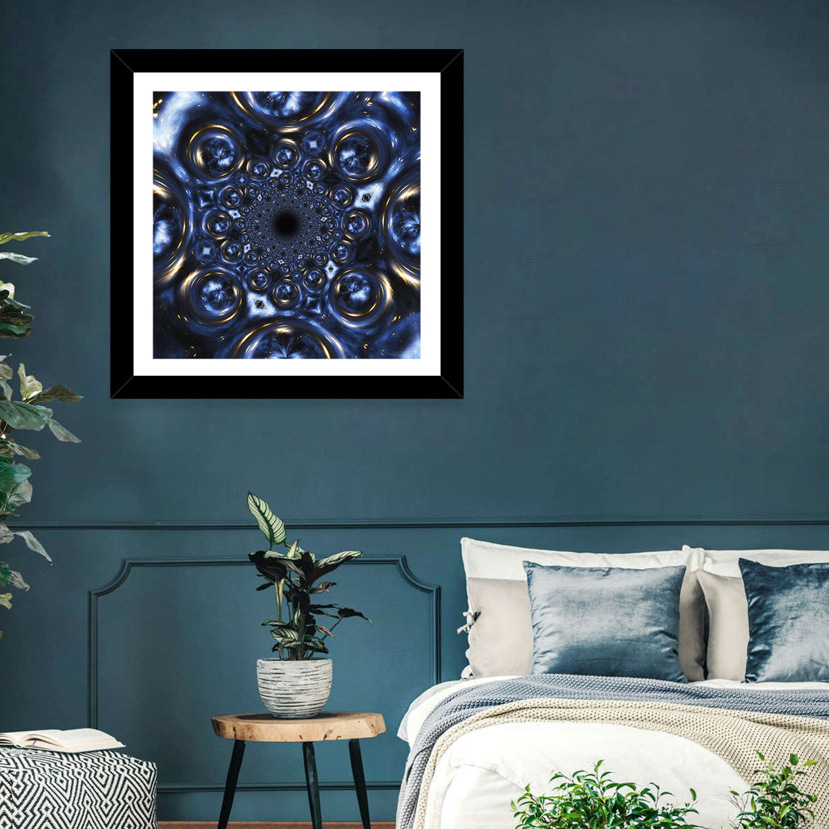 Black Hole Vortex Wall Art in a room, square