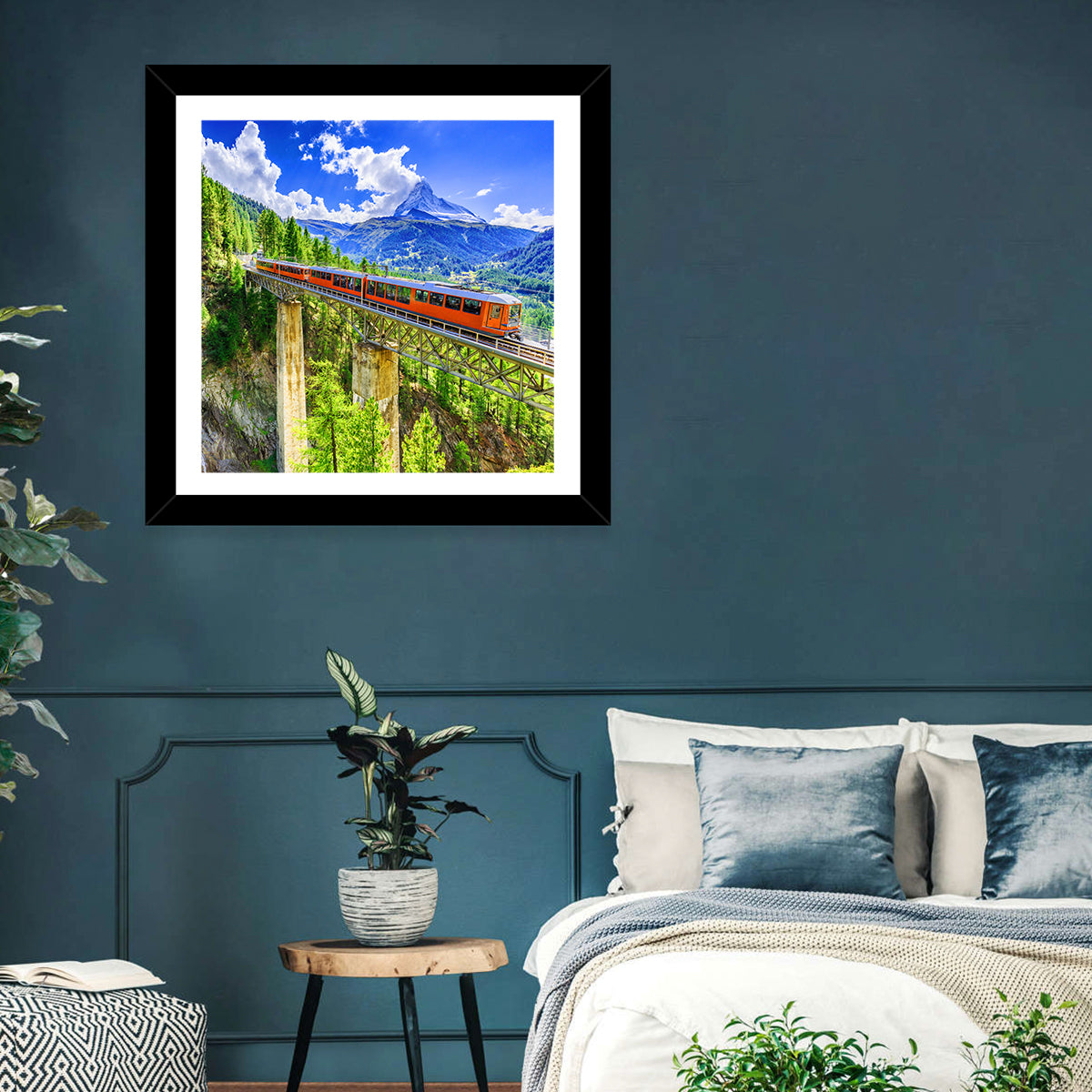 Gornergrat Tourist Train Wall Art in a room, square