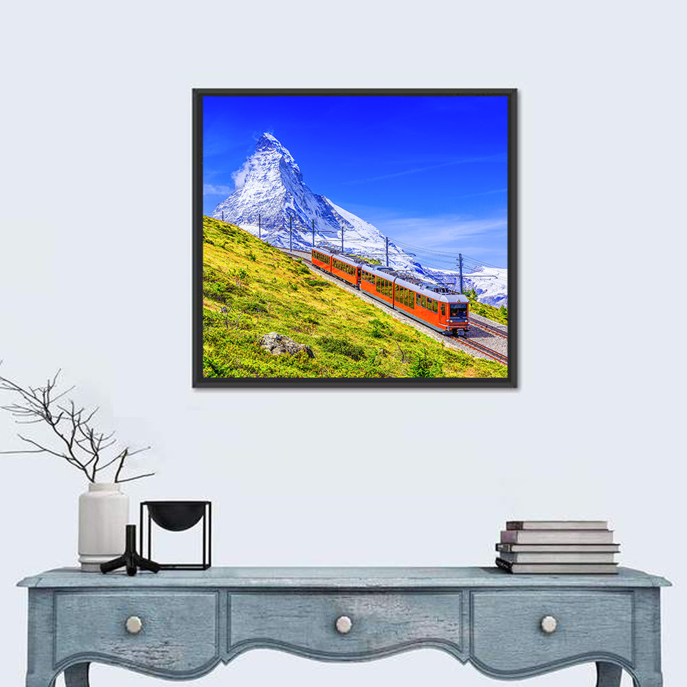 Gornergrat Train and Matterhorn Wall Art in a room, square