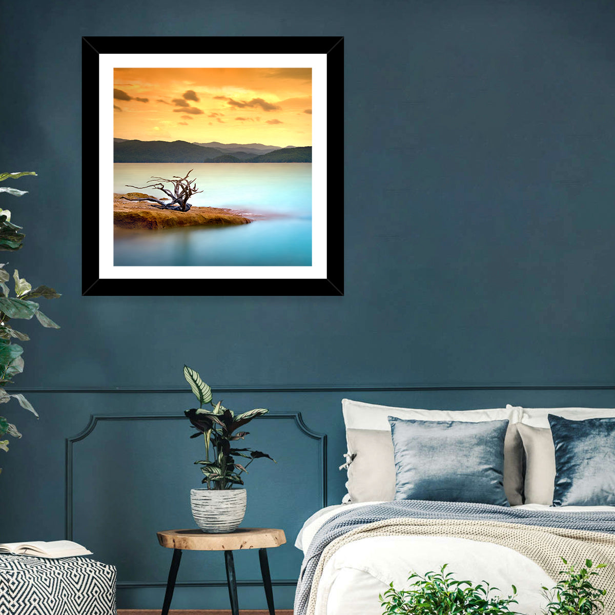 Gnarled Driftwood at Turquoise Lake Wall Art