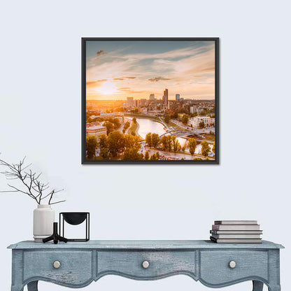 Vilnius Skyline at Golden Hour Wall Art