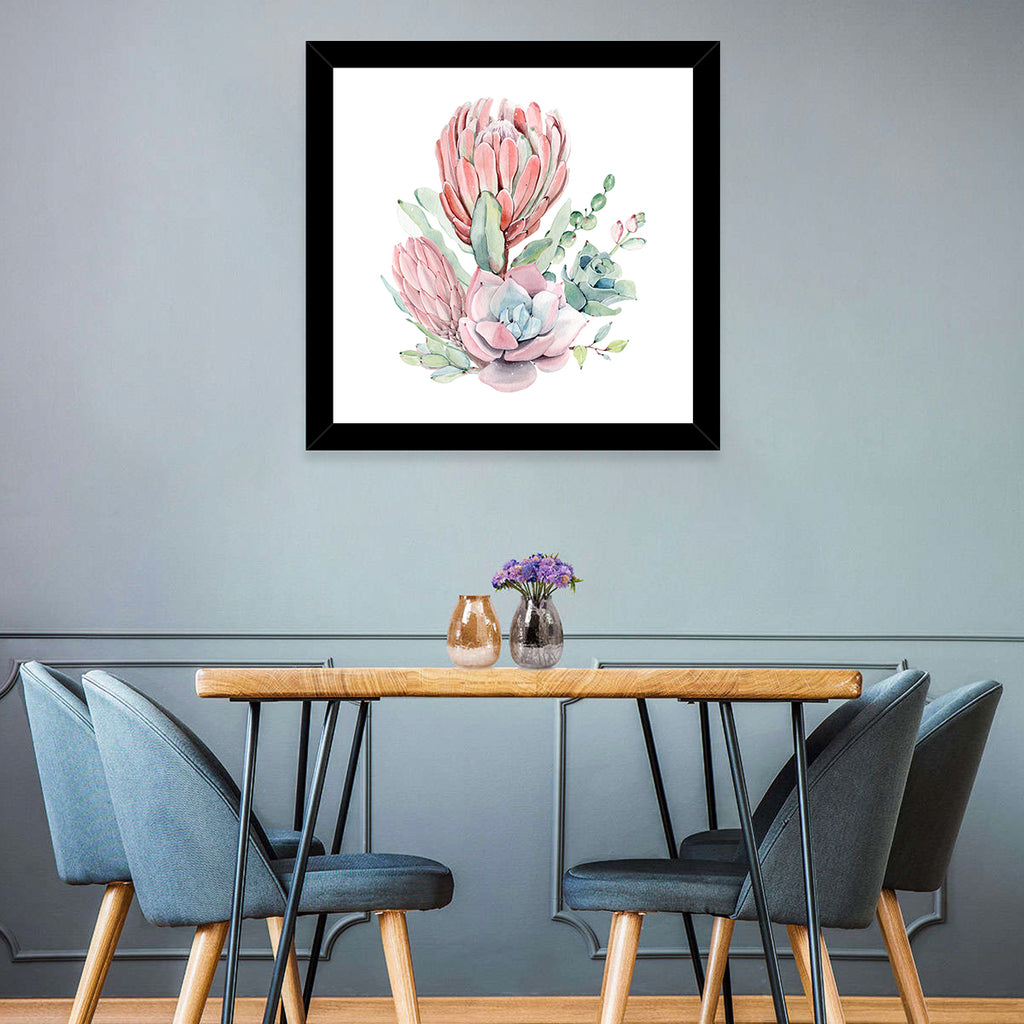 Pink Protea Succulent Bouquet Wall Art