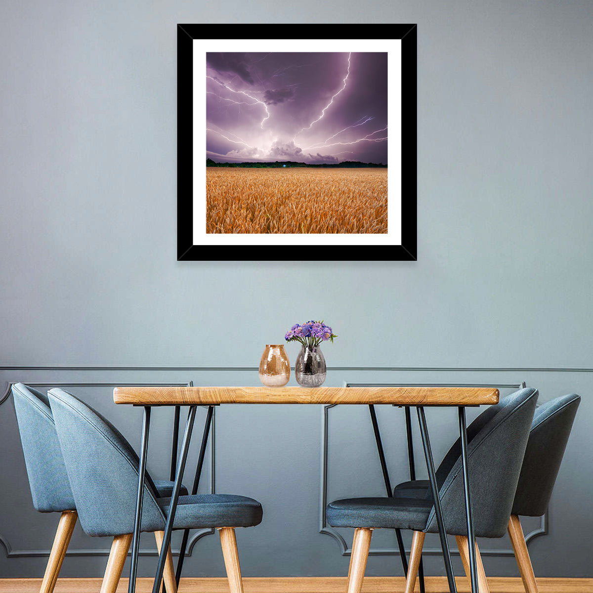 Lightning Over Wheat Field Wall Art