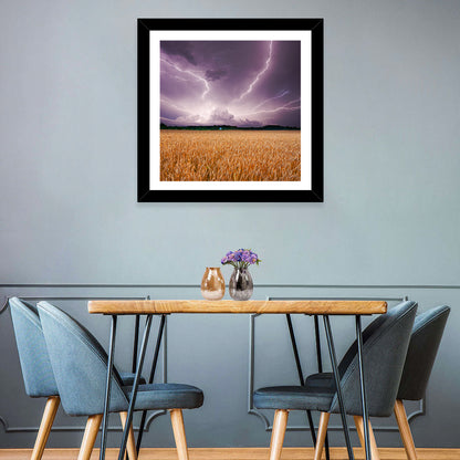 Lightning Over Wheat Field Wall Art
