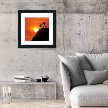 Mountaineer Silhouette at Sunset Wall Art