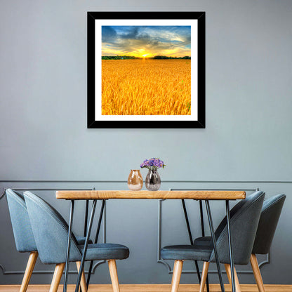 Wheat Field Sunset Wall Art