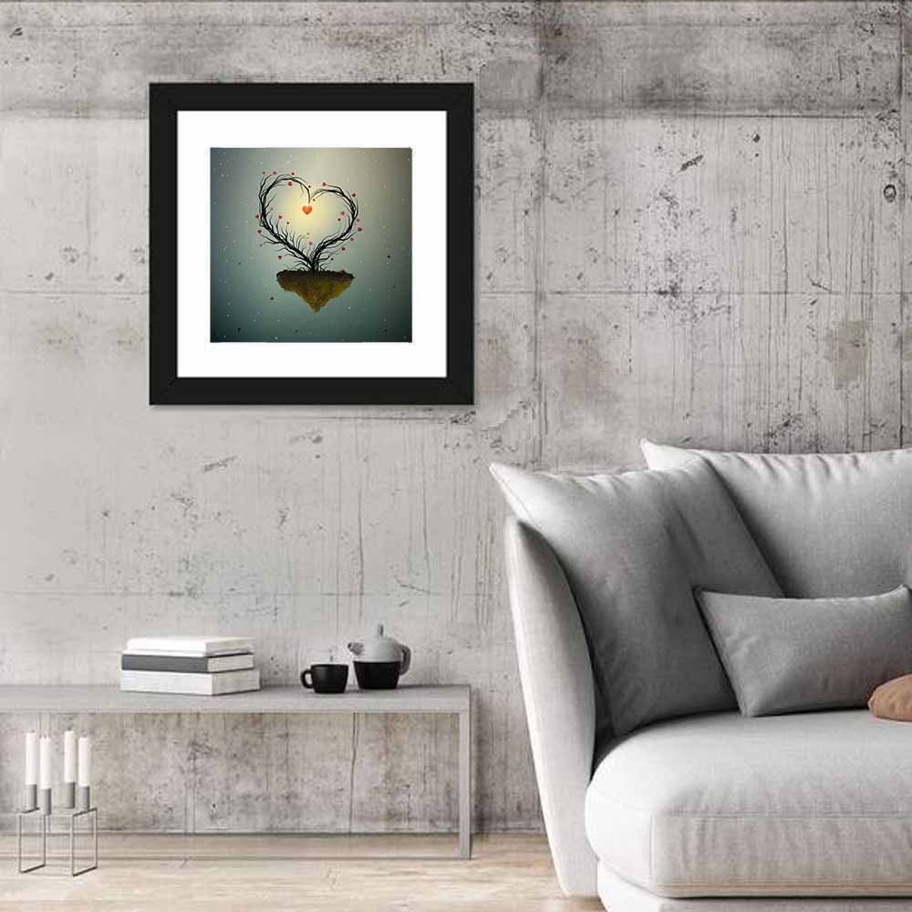 Floating Heart Tree Wall Art in a room, square