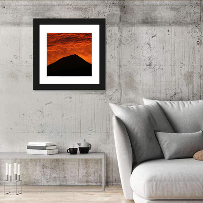 Pico Island Volcano Silhouette at Sunset Wall Art
