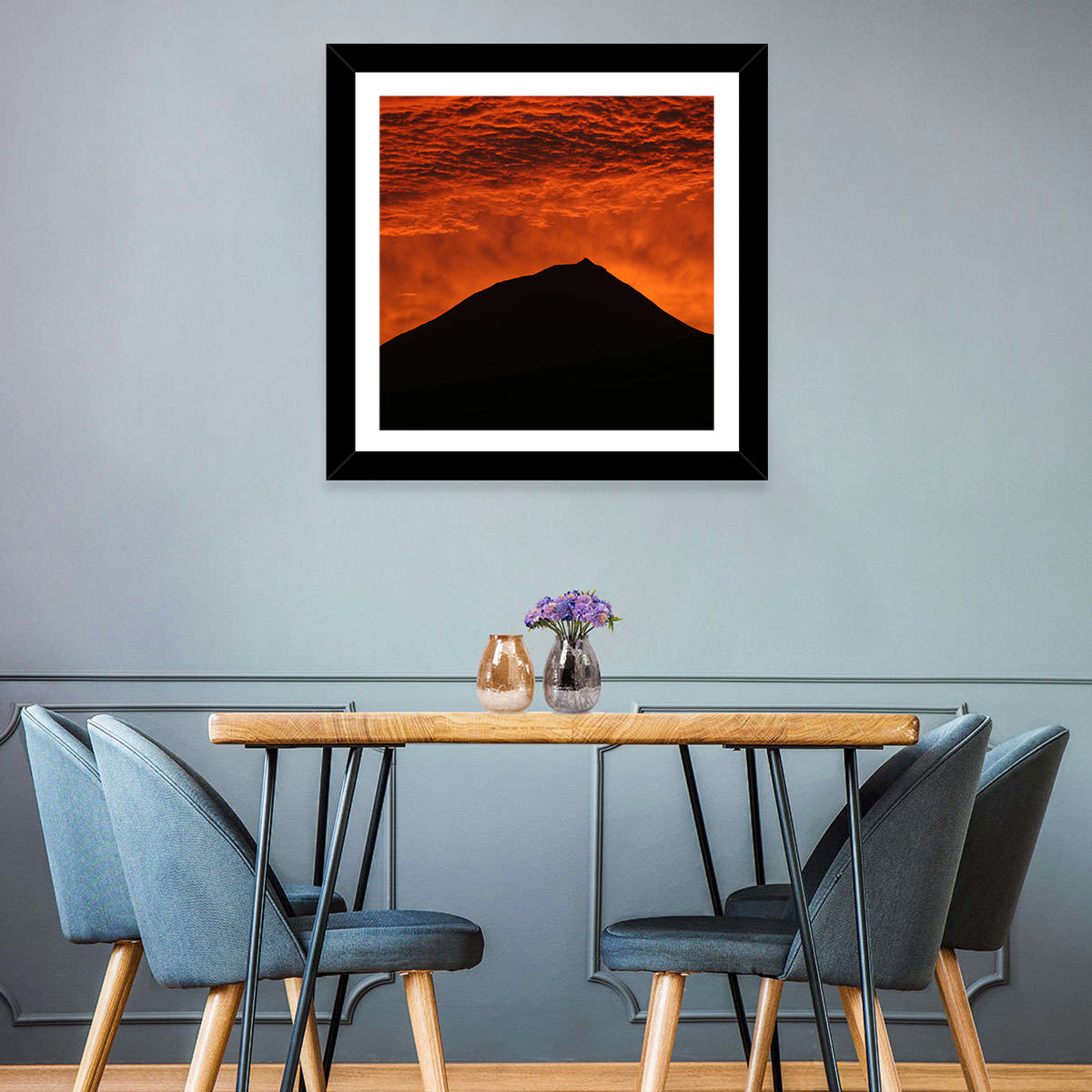 Pico Island Volcano Silhouette at Sunset Wall Art