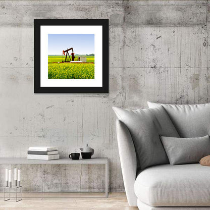 Rusty Pumpjack in Yellow Canola Field Wall Art
