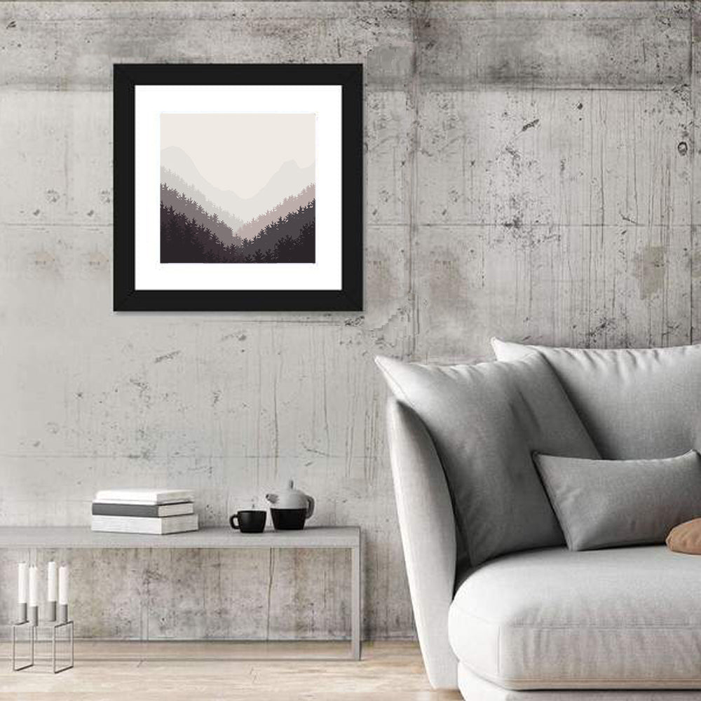 Misty Mountain Valley Illustration Wall Art