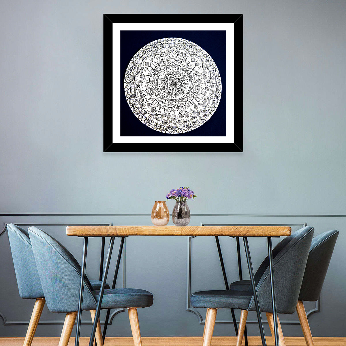 Navy Ornamental Mandala Wall Art