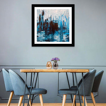 Rainy Abstract Skyline Reflection Wall Art