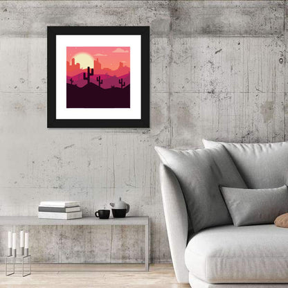 Desert Sunset with Saguaro Silhouettes Wall Art