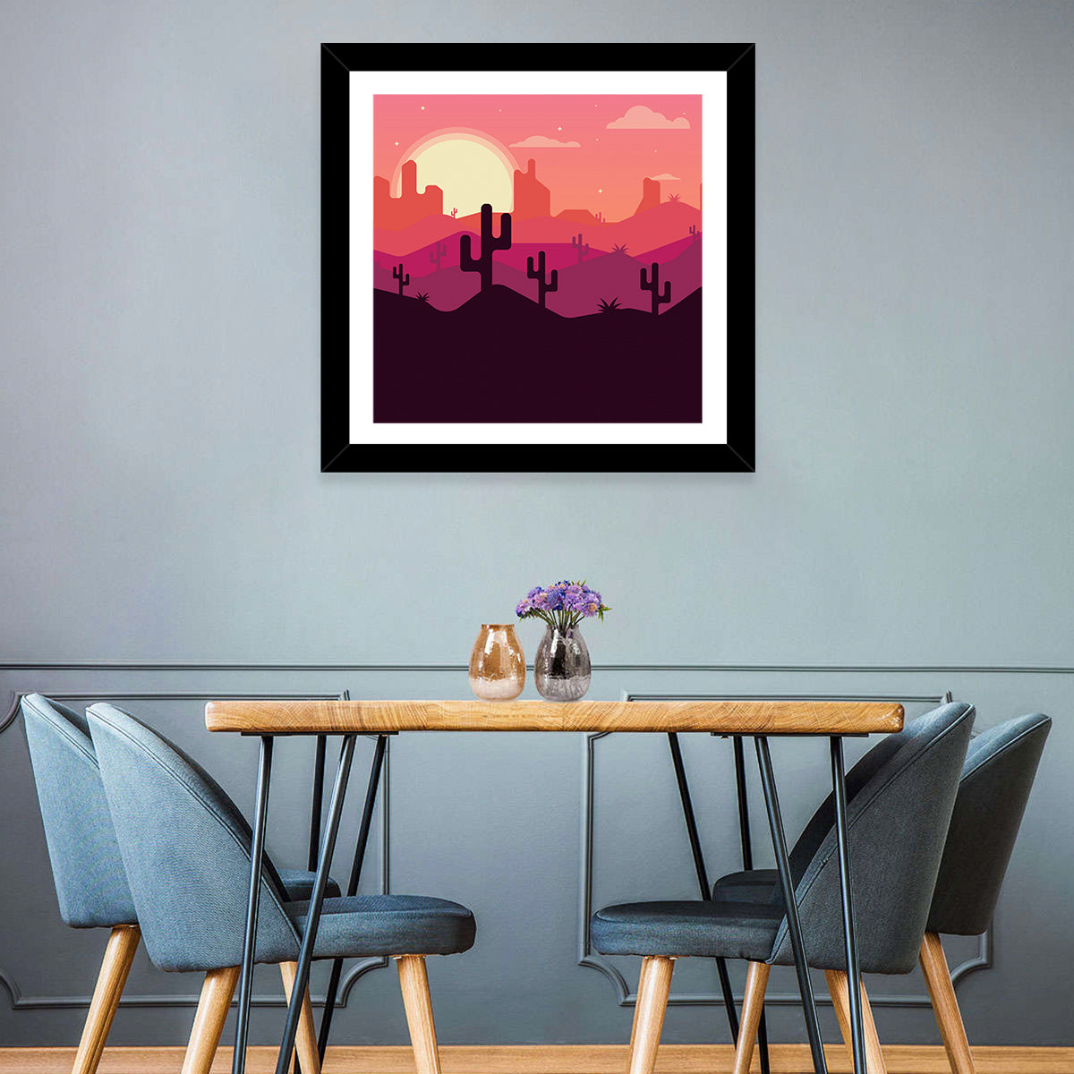 Desert Sunset with Saguaro Silhouettes Wall Art