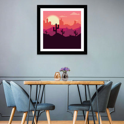 Desert Sunset with Saguaro Silhouettes Wall Art