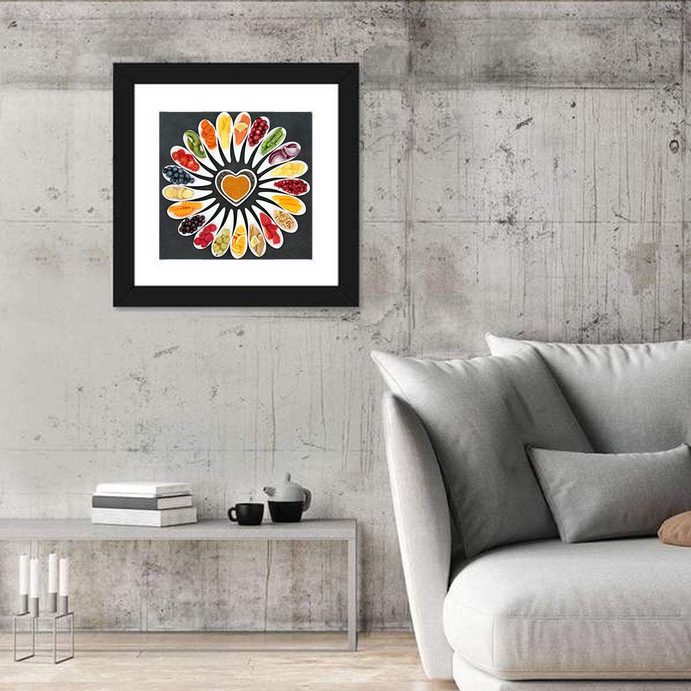 Heart-shaped Superfood Arrangement Wall Art in a room, square