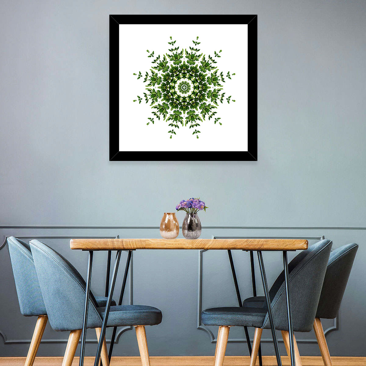 Botanical Green Leaf Mandala Wall Art