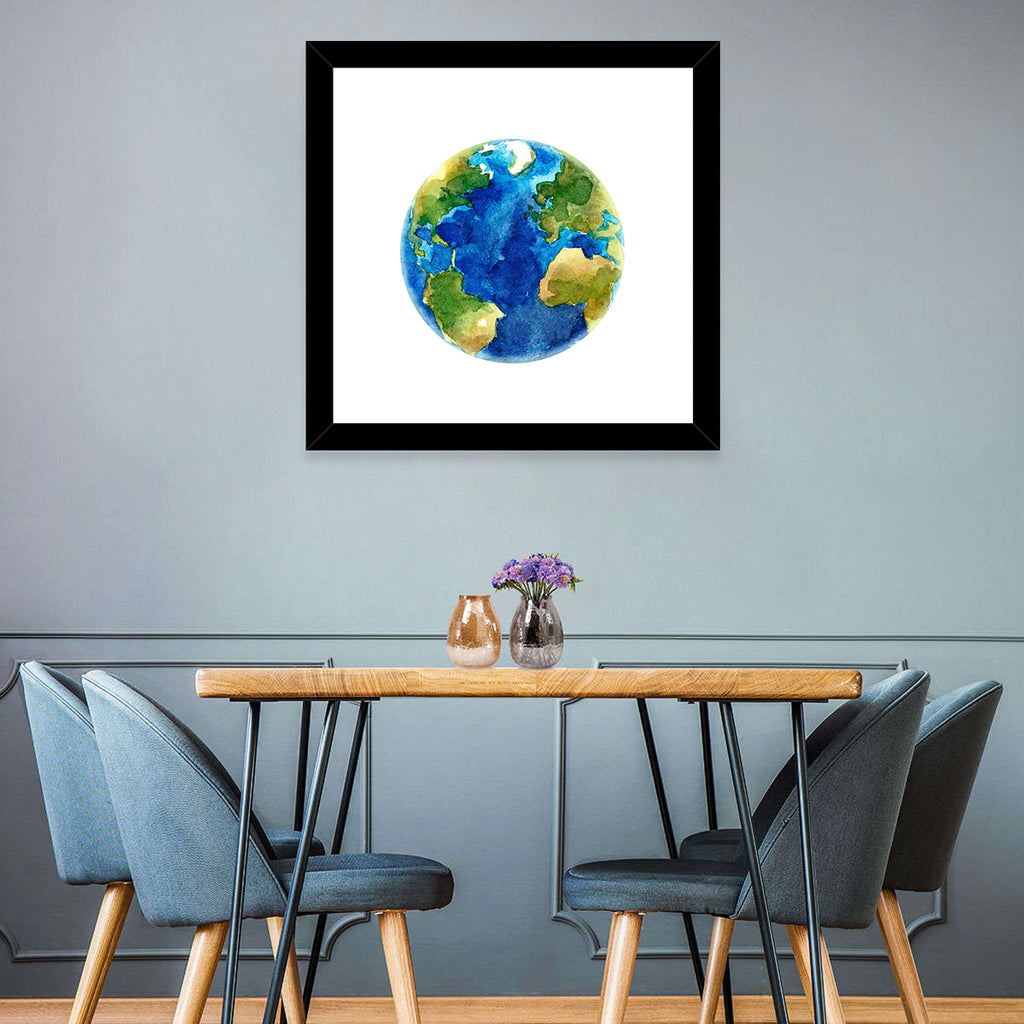 Watercolor Earth Globe Wall Art