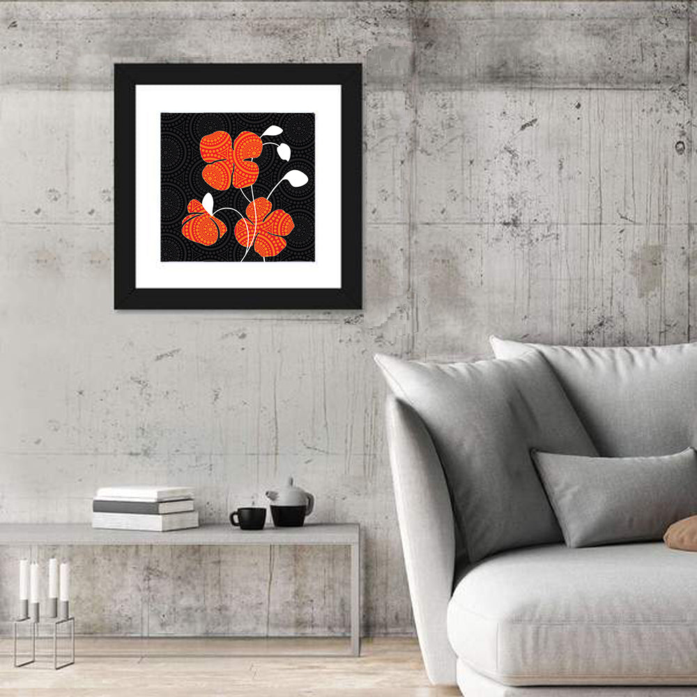 Black and Orange Poppy Illustration Wall Art