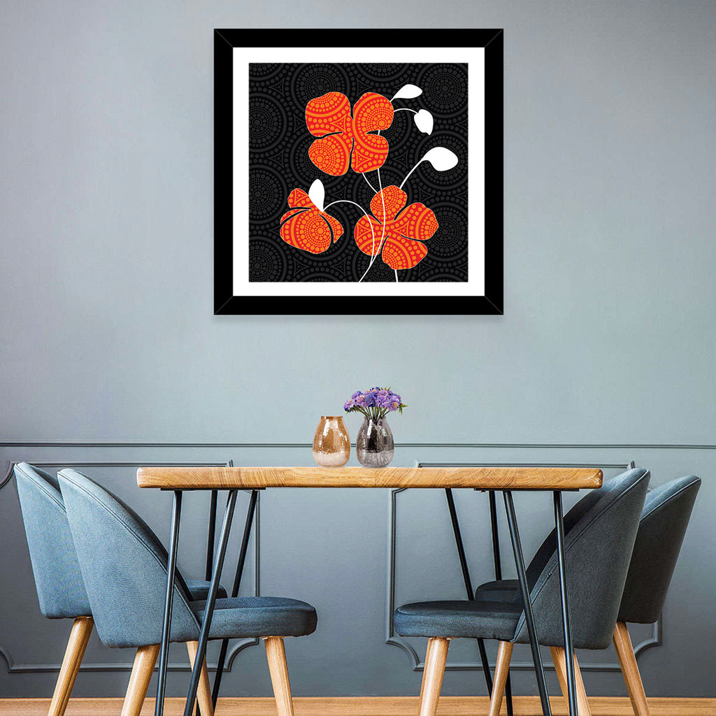 Black and Orange Poppy Illustration Wall Art