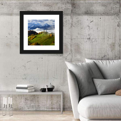 Jamnik Church on Misty Hill Wall Art