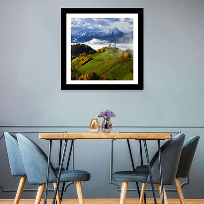 Jamnik Church on Misty Hill Wall Art