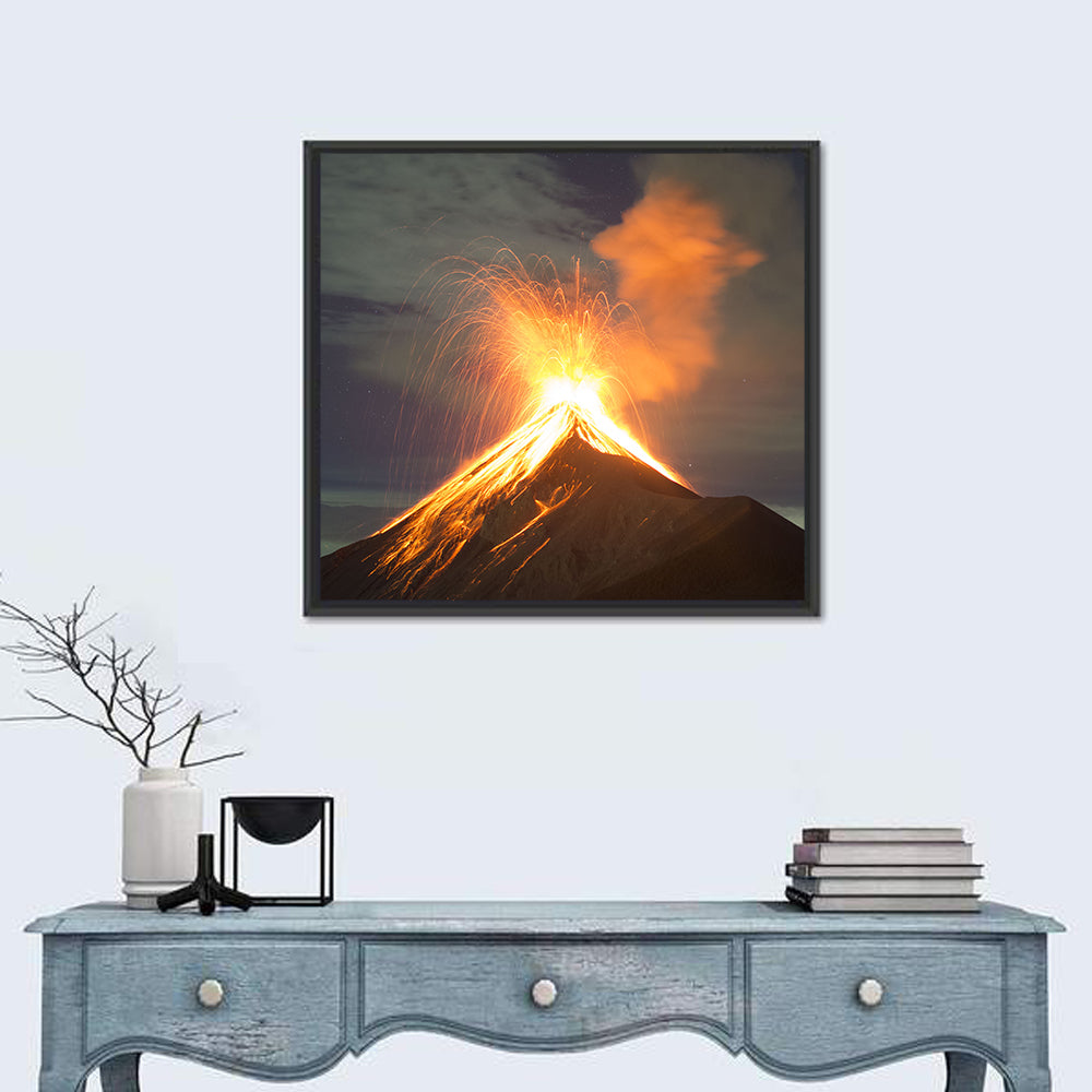 Starry Night Volcano Eruption Wall Art