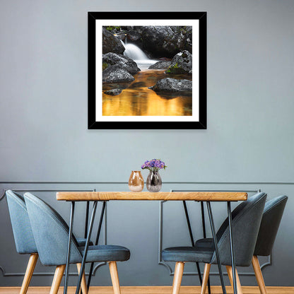 Golden Stream Waterfall Wall Art