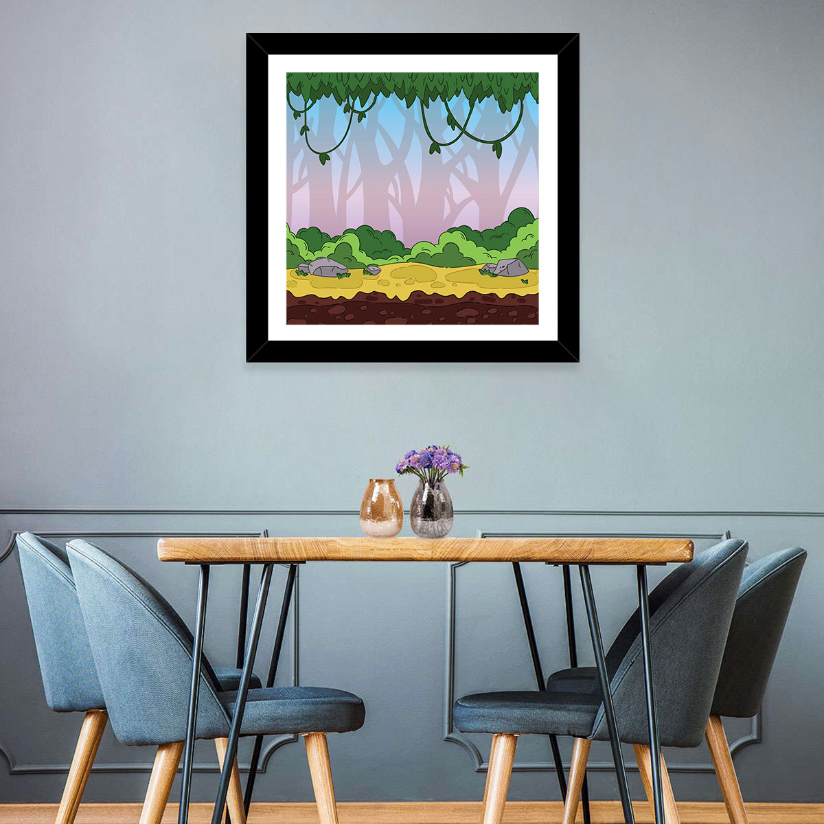 Playful Jungle Path Illustration Wall Art