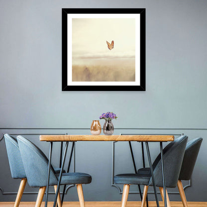 Monarch Over Beige Field Wall Art