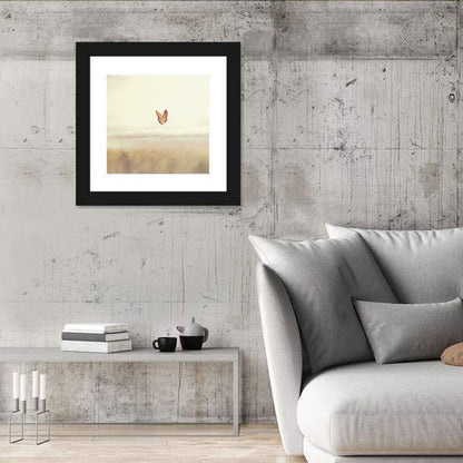 Monarch Over Beige Field Wall Art