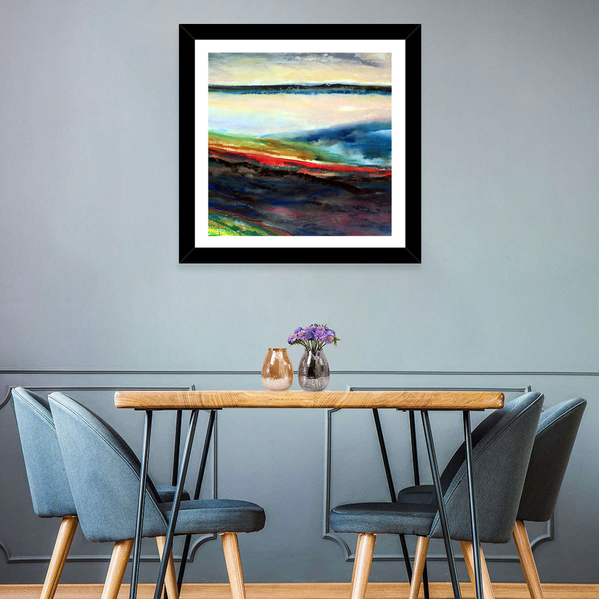 Moody Horizon Stripe Abstract Landscape Wall Art