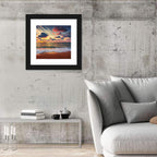 Golden Hour Beach Waves Under Cloudy Sky Wall Art