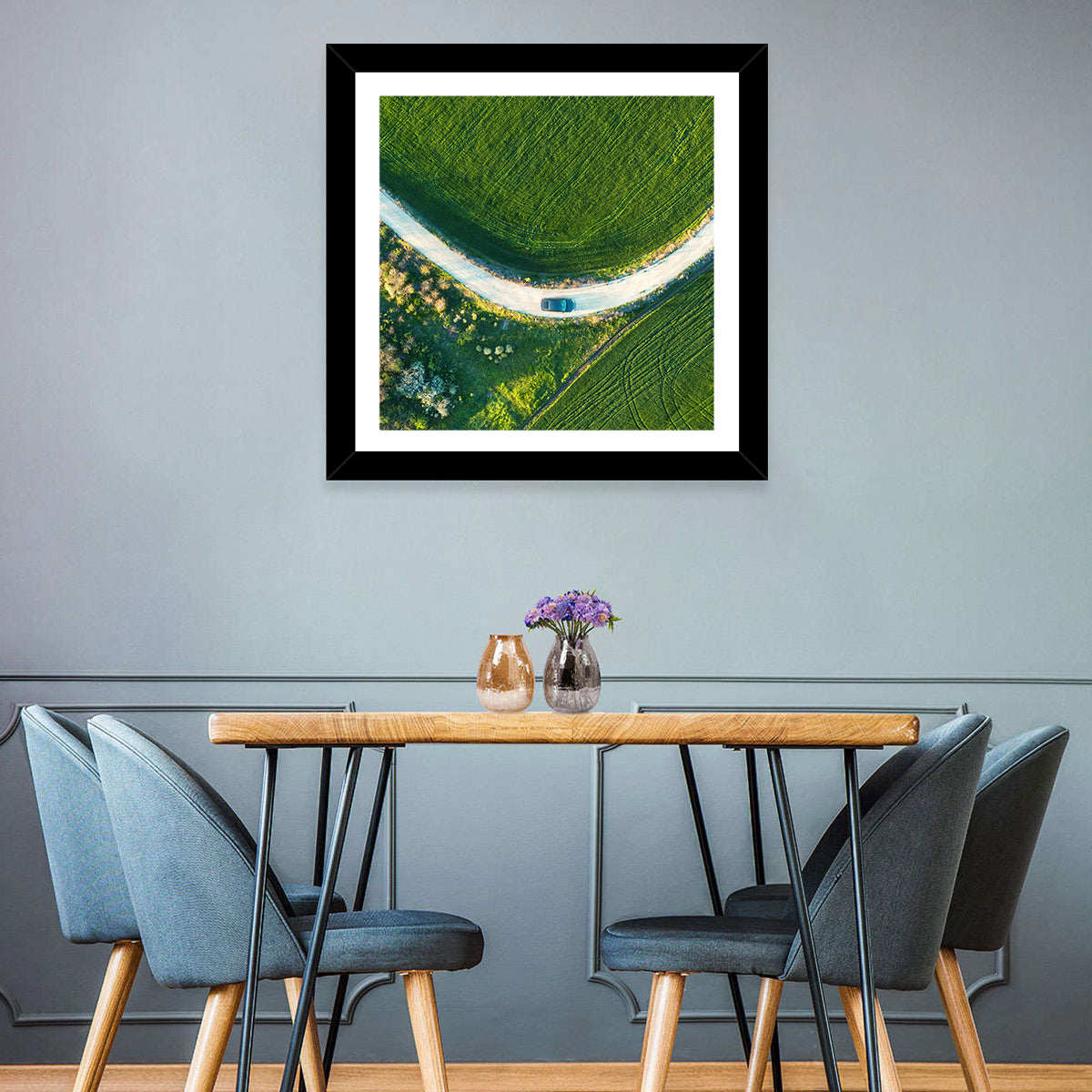 Aerial Farm Fields at Golden Hour Wall Art