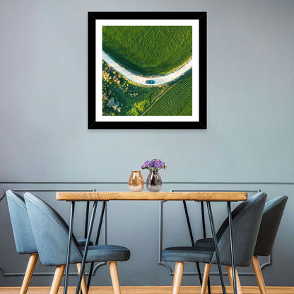 Aerial Farm Fields at Golden Hour Wall Art