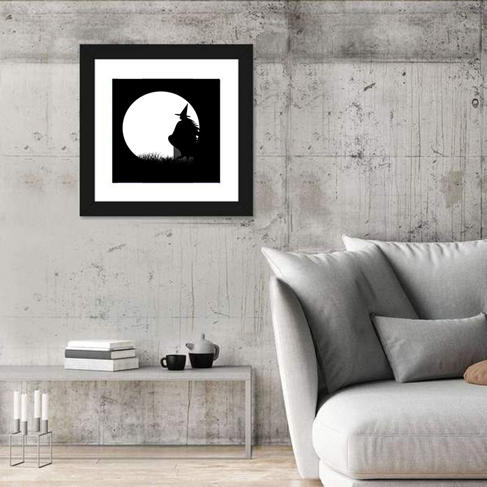 Witch and Moon Silhouette Wall Art