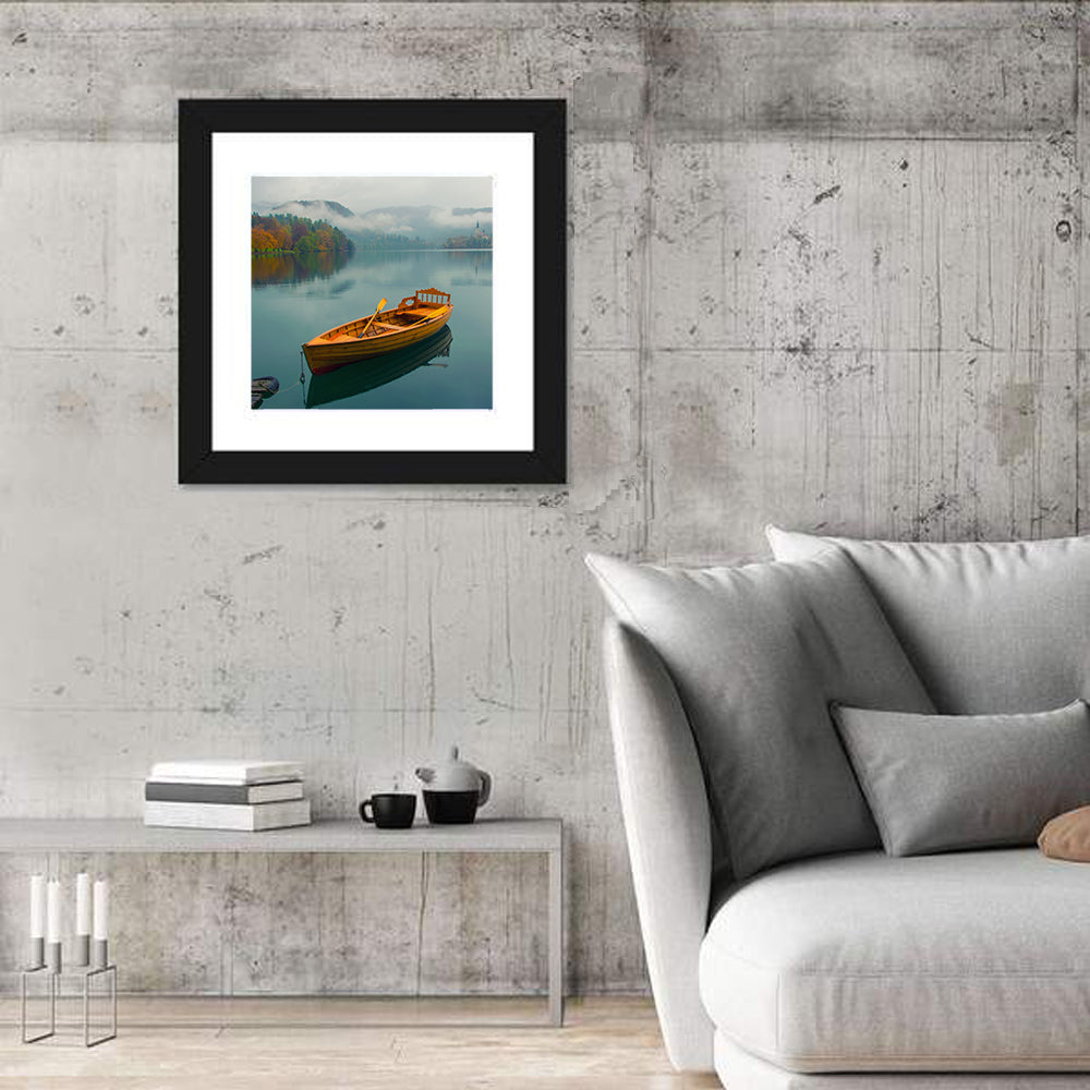 Tethered Boat on Lake Bled Wall Art