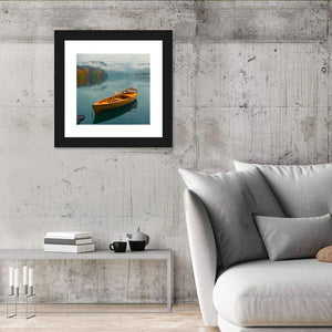 Foggy Bled Lake Boat Wall Art