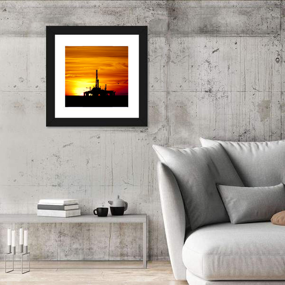 Offshore Oil Rig at Sunset Wall Art