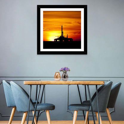 Offshore Oil Rig at Sunset Wall Art