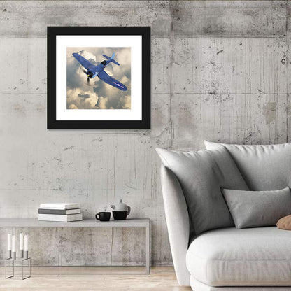 Wwii Fighter Plane Over Clouds Wall Art