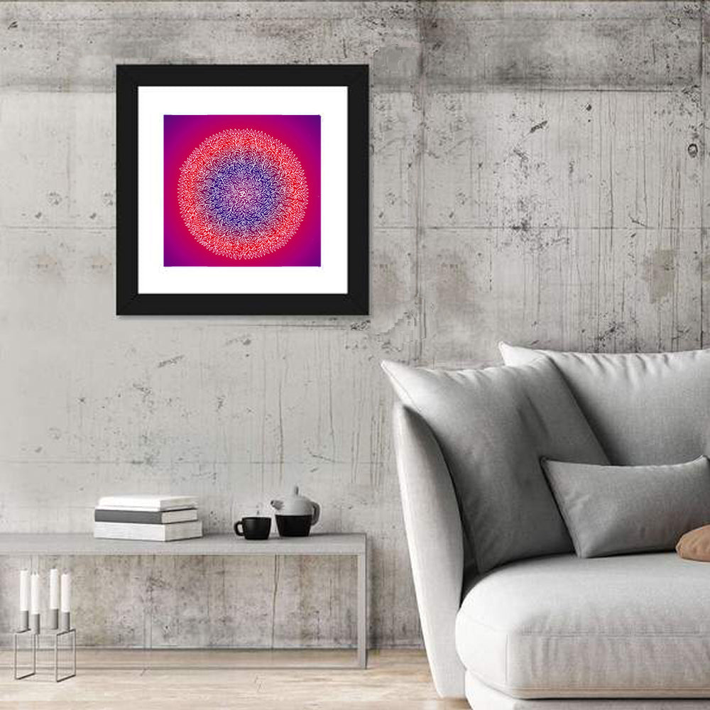 Botanical Om Mandala Wall Art in a room, square