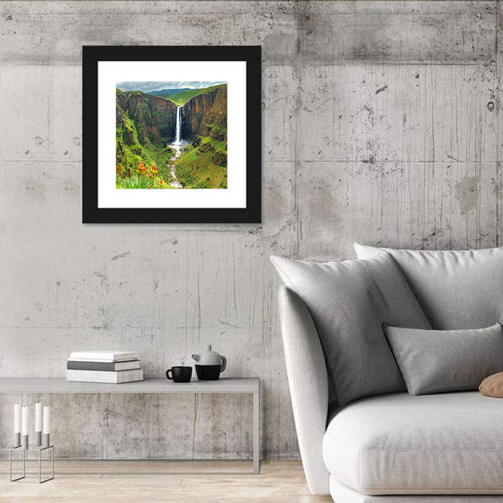 Maletsunyane Falls with Torch Lilies Wall Art