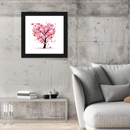 Pink Heart Tree Wall Art