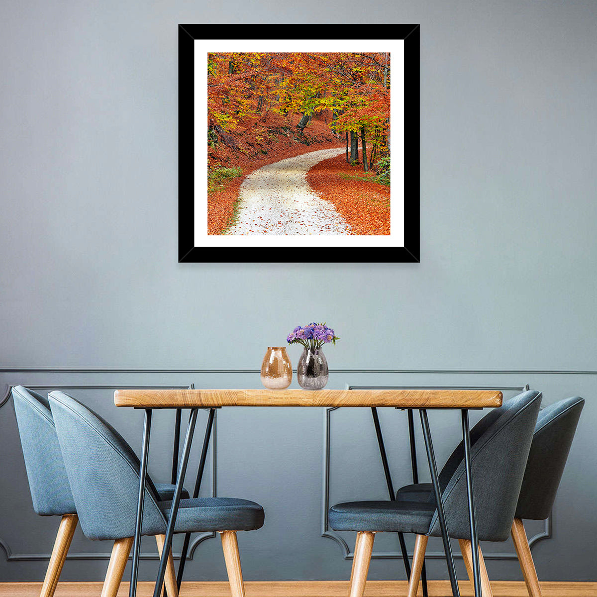 Misty Gravel Path Through Autumn Trees Wall Art
