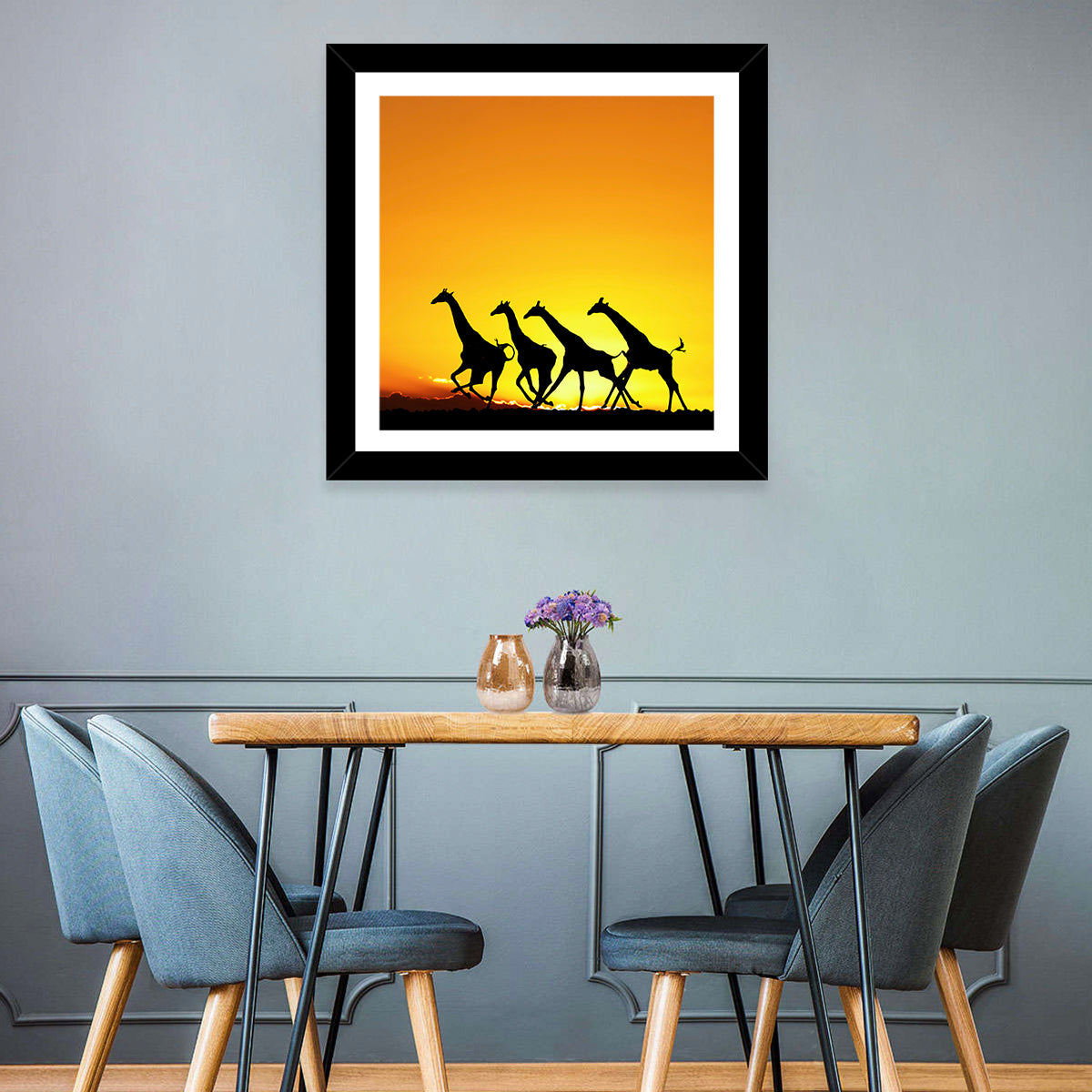Savanna Giraffes at Sunset Wall Art