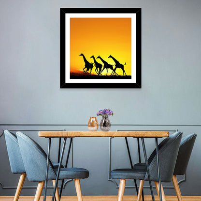 Savanna Giraffes at Sunset Wall Art