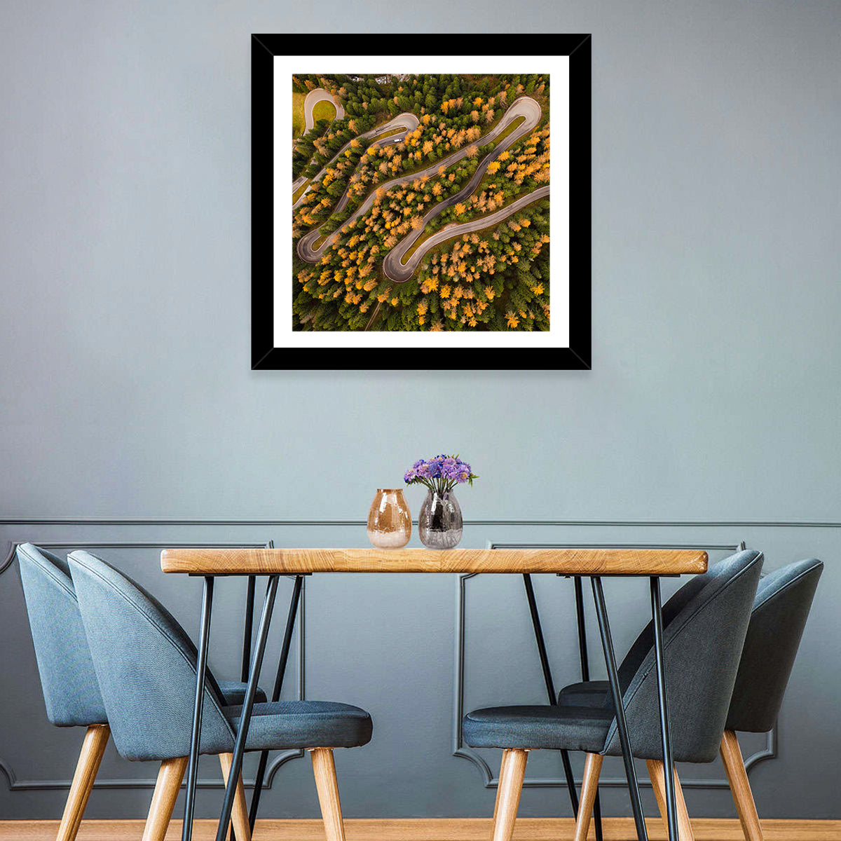 Aerial Curvy Forest Road Wall Art