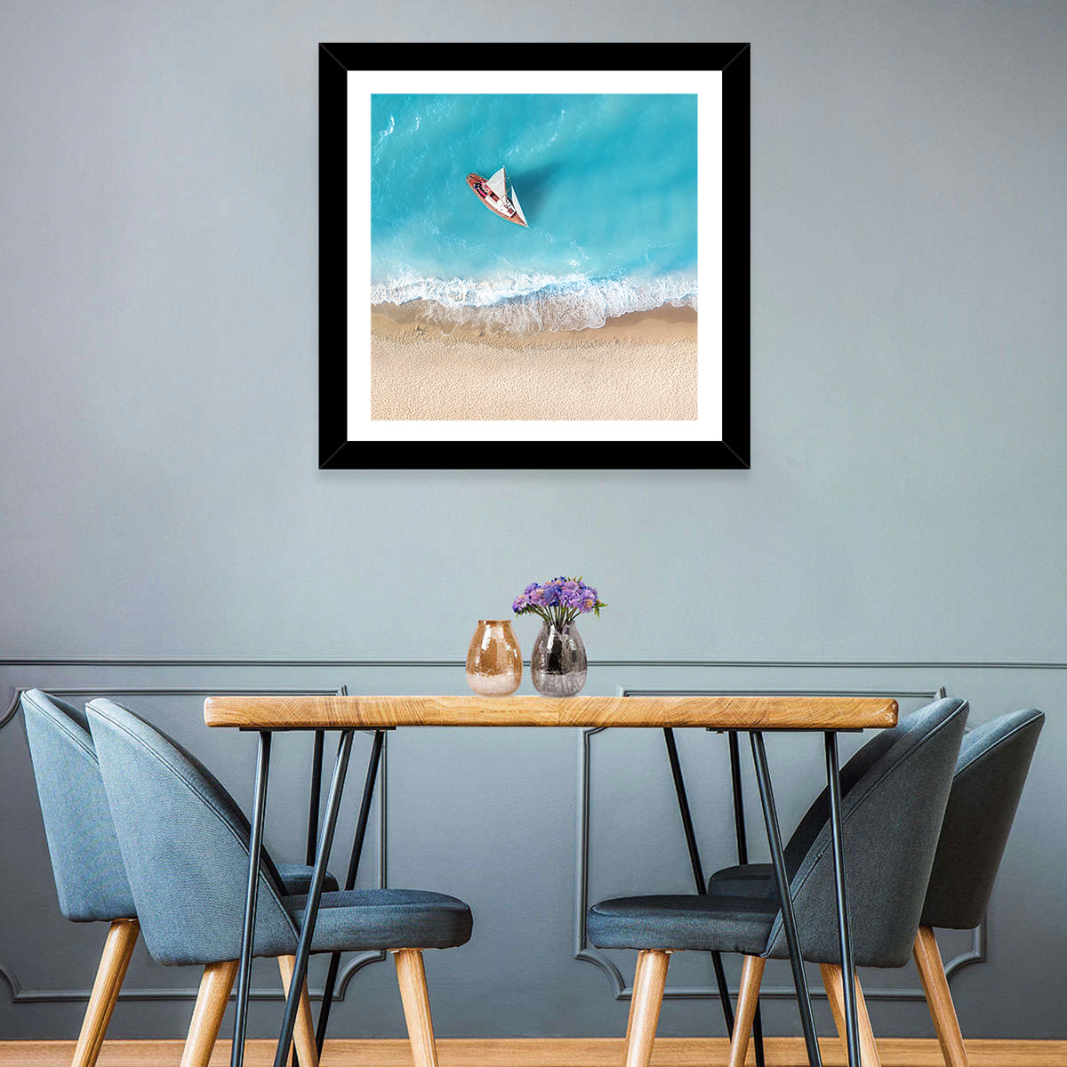 Aerial Beach & Yacht Wall Art